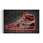 Nike Air Jordan 1 - Red Light Neon Canvas Wall Art | Poster Print