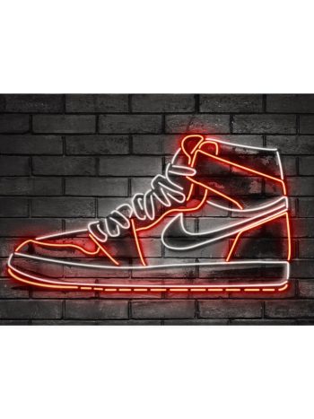 Nike Air Jordan 1 - Red Light Neon Canvas Wall Art | Poster Print