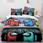 AmongUsCosplay3PieceComforterBeddingSetsDuvetCoverBedSheets_4