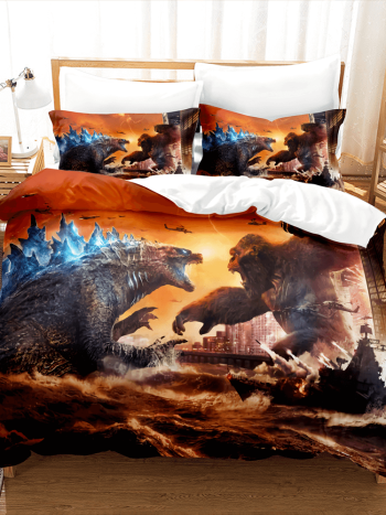 King Kong vs Godzilla Pattern Bedding Set Quilt Covers
