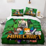 MinecraftCosplayBeddingSetFullDuvetCoverComforterBedSheets_2