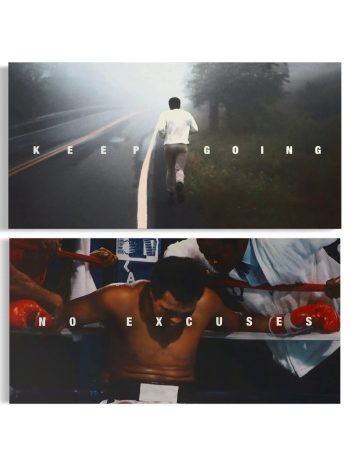 Muhammad Ali 'Keep Going' & ’No Excuses’ Quotes Bundle Canvas Wall Art | Poster Print