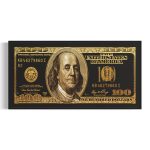 100 Dollar Bill 'Benjamin Gold Standard' Canvas Wall Art | Poster Print